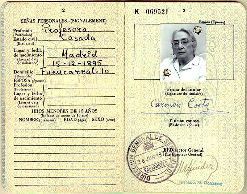 Pasaporte español de Dolores Ibárruri